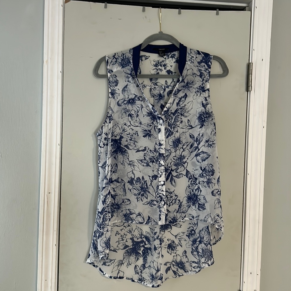 Sheet floral print high low shirt